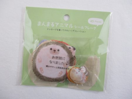 Cute Kawaii Kamio Hedgehog Write on Flake Stickers Sack - for Journal Planner Agenda Craft Scrapbook Online now