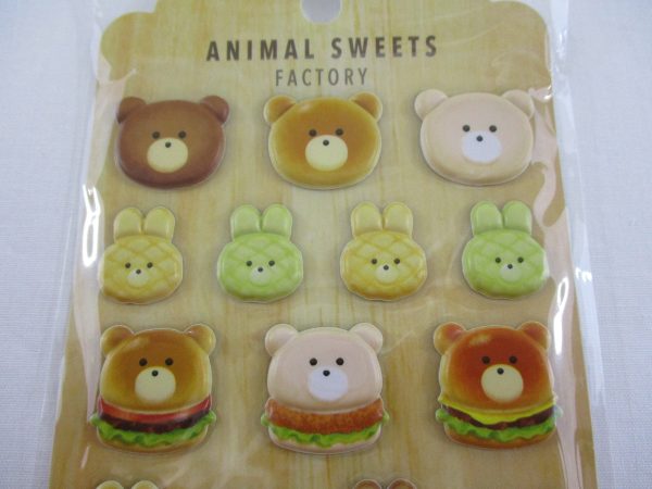 Cute Kawaii MW - Animals Sweets Factory Series - Warm Bread Burger Puffy Sponge Sticker Sheet Online now