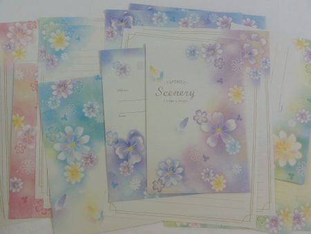 Crux Flowers Scenery Letter Sets - Stationery Writing Paper Envelope Supply