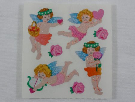 Sandylion Angel Heart Valentine Glitter Sticker Sheet   Module - Vintage & Collectible Online Sale