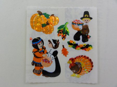 Sandylion Autumn Pumpkin Turkey Thanksgiving Glitter Sticker Sheet   Module - Vintage & Collectible Supply