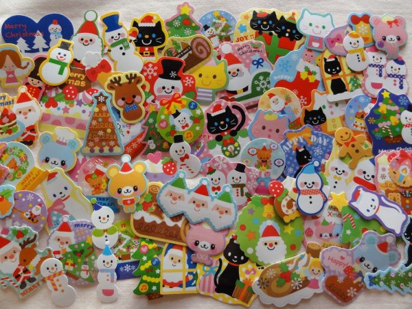 z Christmas Winter Santa Ginger Bread Flake Stickers - 80 pcs For Discount