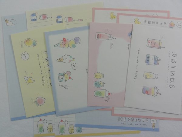 Cute Kawaii Kamio Drinks Fruits Ice Creams Letter Sets - Stationery Writing Paper Envelope Penpal Online now