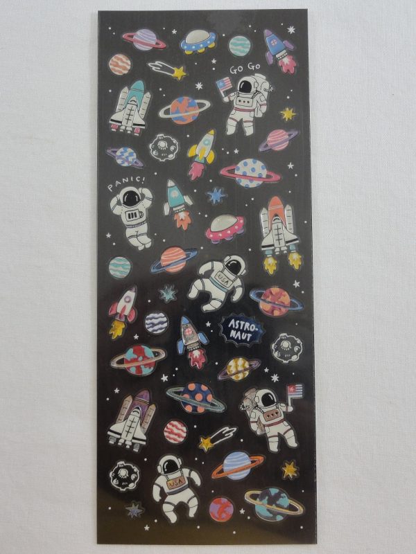 Cute Kawaii Mind Wave Space Planet Astronaut Stars Comet Universe Sticker Sheet - for Journal Planner Craft Scrapbook Organizer Calendar Notebook on Sale