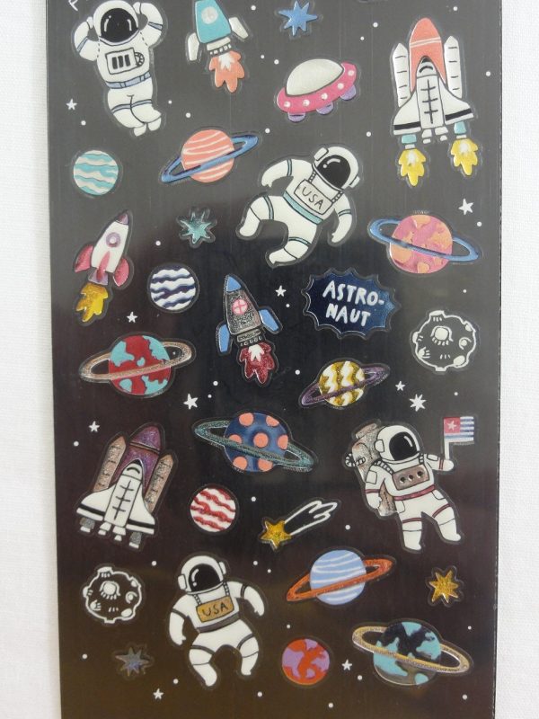 Cute Kawaii Mind Wave Space Planet Astronaut Stars Comet Universe Sticker Sheet - for Journal Planner Craft Scrapbook Organizer Calendar Notebook on Sale