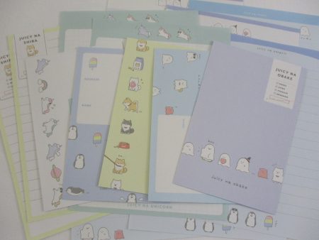 Cute Kawaii Kamio Juicy Na Obake Ghost Shiba Penguin Letter Sets - Stationery Writing Paper Envelope Hot on Sale