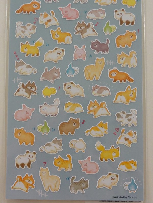 Cute Kawaii Mind Wave Dog Cat Bear Bird Pig Racoon Fox Panda Hamsters Llama Sticker Sheet - for Journal Planner Craft For Discount