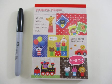 Cute Kawaii Kamio Wonderful Friends Animals 4 x 6 Inch Notepad   Memo Pad - Stationery Designer Paper Collection Online now