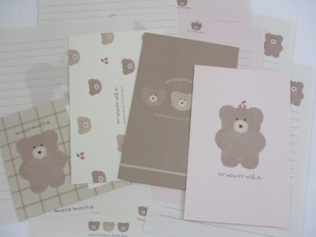 Cute Kawaii Q-Lia Moco Mocha Bear Letter Sets - Stationery Writing Paper Envelope Penpal For Discount