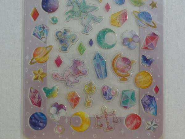 Cute Kawaii Mind Wave Planet Stars Unicorn Horoscope Sticker Sheet - for Journal Planner Craft Organizer Calendar For Sale