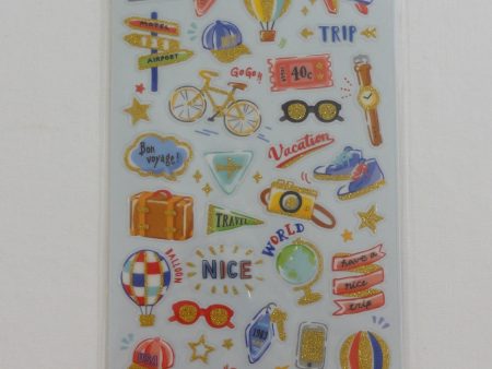 Cute Kawaii Mind Wave Vacation Travel Trip Journey theme Sticker Sheet - for Journal Planner Craft Organizer Supply