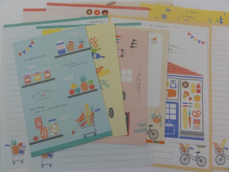 Cute Kawaii Kamio Go To Market Grocery Shop Letter Sets - Stationery Writing Paper Envelope Penpal Sale