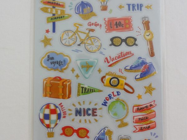 Cute Kawaii Mind Wave Vacation Travel Trip Journey theme Sticker Sheet - for Journal Planner Craft Organizer Supply