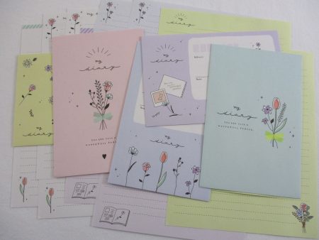 Cute Kawaii Crux My Diary Flower Spring Letter Sets Stationery - writing paper envelope Cheap