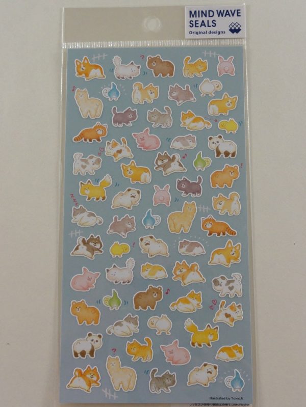 Cute Kawaii Mind Wave Dog Cat Bear Bird Pig Racoon Fox Panda Hamsters Llama Sticker Sheet - for Journal Planner Craft For Discount