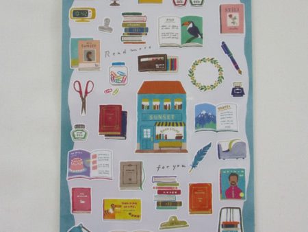 Cute Kawaii MW Kotori Machi   Little Town Series - Sunset Bookstore Library Books Reading Sticker Sheet - for Journal Planner Craft Hot on Sale