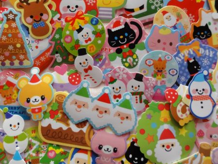 z Christmas Winter Santa Ginger Bread Flake Stickers - 80 pcs For Discount