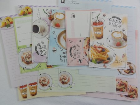 Cute Kawaii Crux Cafe Talk Time Letter Sets - Stationery Writing Paper Envelope Penpal on Sale