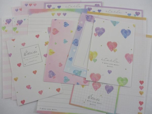 Cute Kawaii Kamio Etoile Lovely Hearts Love Letter Sets Stationery - writing paper envelope on Sale