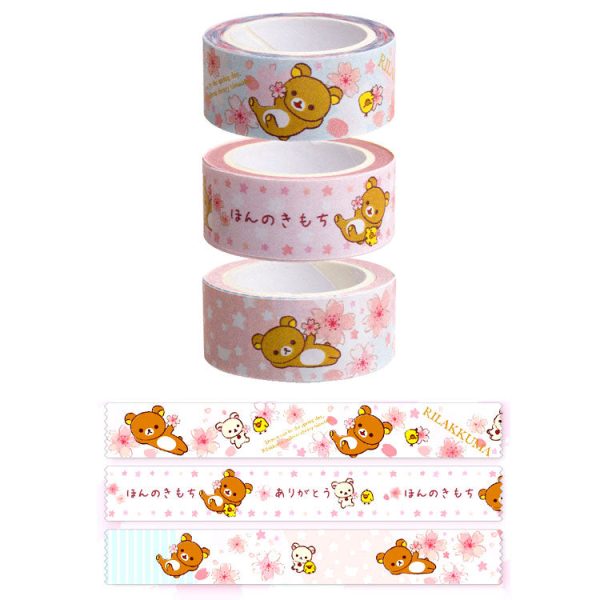 z Cute Kawaii San-X Rilakkuma Sakura Cherry Blossom Washi Deco Tape Set - B - for Scrapbooking Journal Planner Craft For Sale