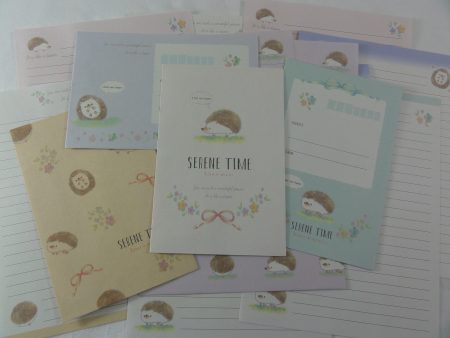 Cute Kawaii Crux Hedgehog Serene Time Letter Sets - Stationery Writing Paper Envelope Penpal Hot on Sale