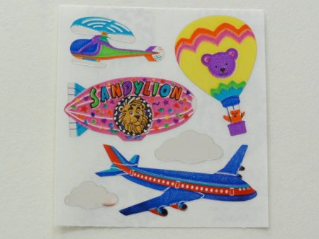 Sandylion Airplance Helicopter Hot Air Balloon Shiny Sticker Sheet   Module - Vintage & Collectible For Sale