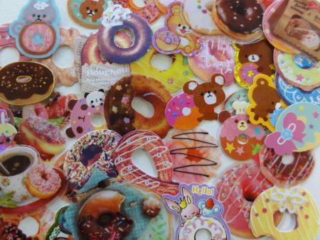 Cute Kawaii Sweet Donuts Food theme Flake Stickers - 44 pcs For Discount