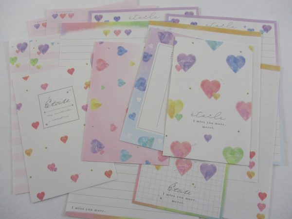 Cute Kawaii Kamio Etoile Lovely Hearts Love Letter Sets Stationery - writing paper envelope on Sale