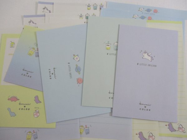 Cute Kawaii Kamio Little Bubble Tea Dino Unicorn Planet Letter Sets - Stationery Writing Paper Envelope Discount