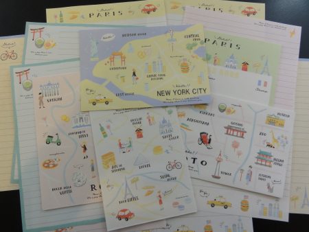 Cute Kawaii Kamio Travel Paris NY Roma Japan Letter Sets Stationery Cheap