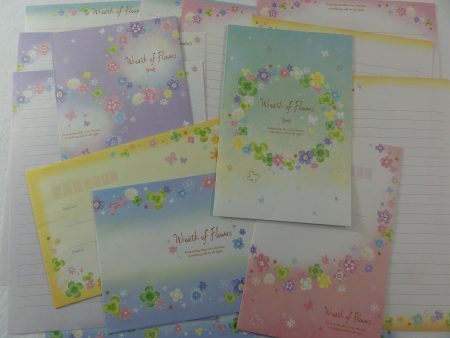 Cute Kawaii Crux Wreath of Flowers Letter Sets - Stationery Writing Paper Envelope Penpal Online now